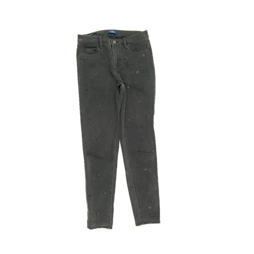 Talbots High Rise Jegging Ankle Women's size 8 Black Star Beading Denim jeans